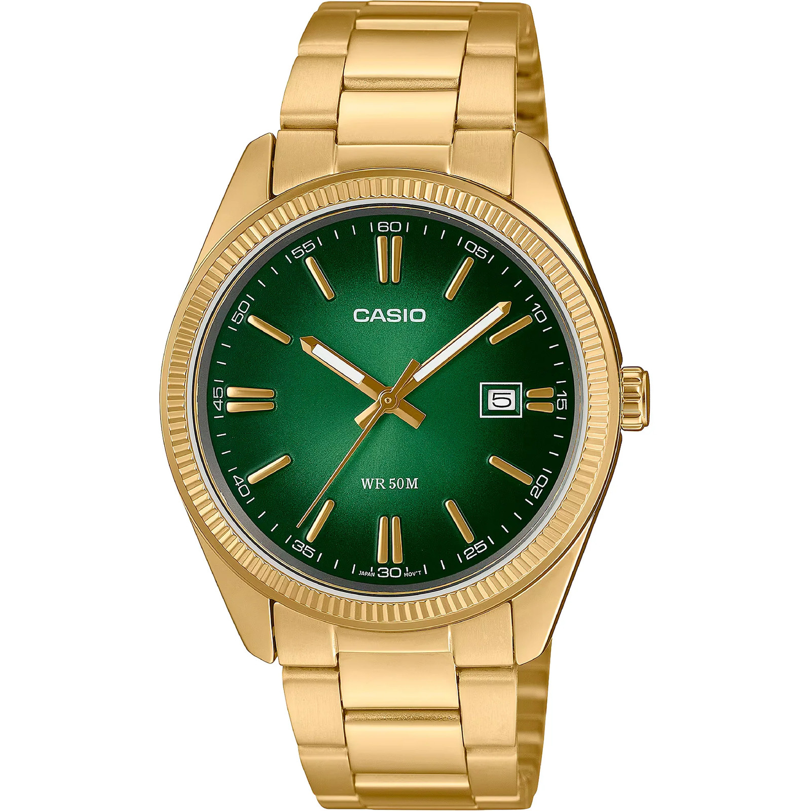 Watch CASIO MTP-1302PGC-3AVEF Mens Quartz Brass Band Stainless Steel Dial Green