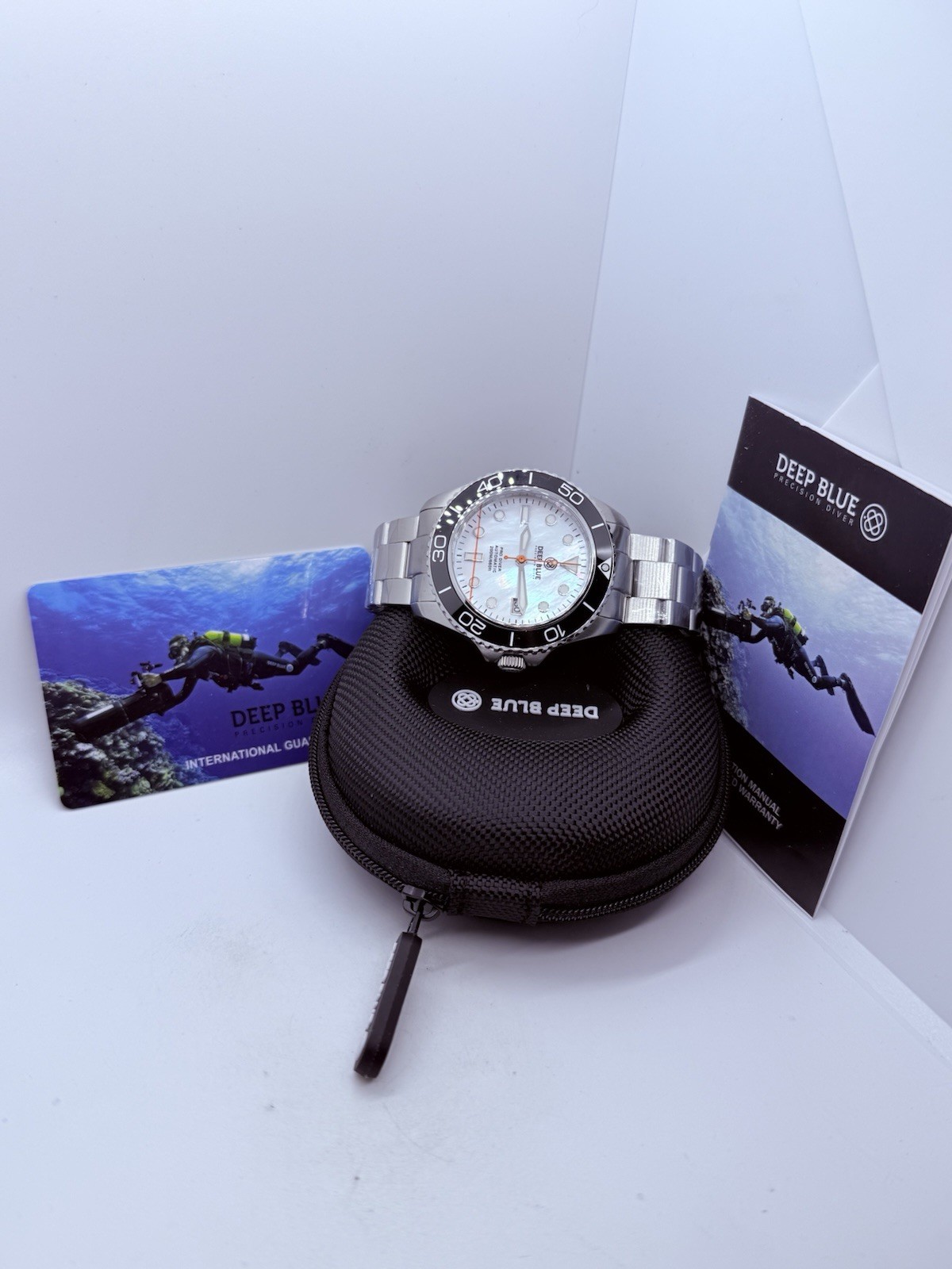 Deep Blue PRO DIVER 200 42.5MM AUTO DIVE WATCH-WHITE MOTHER OF PEARL DIAL-NEW‼️