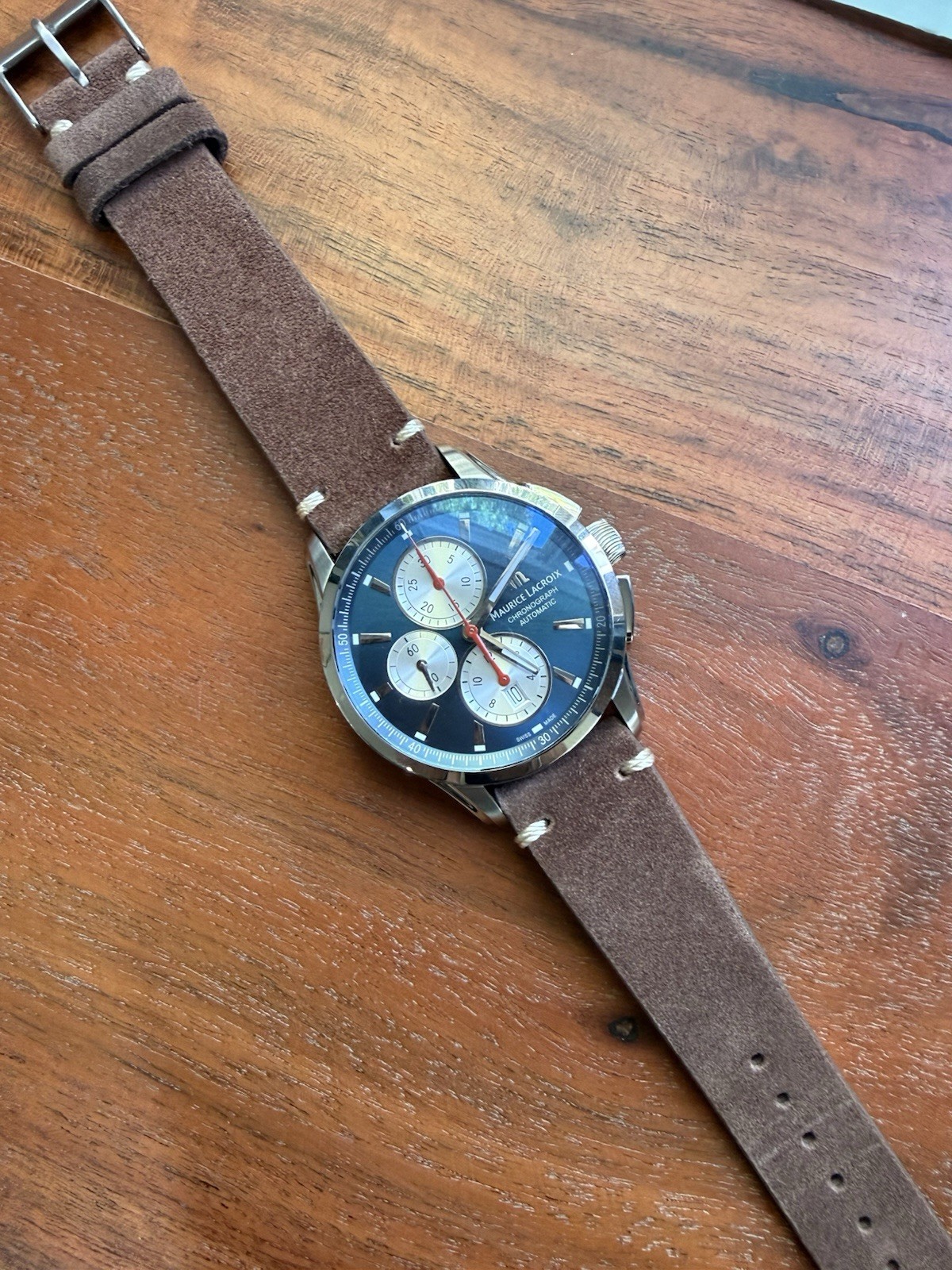 Maurice Lacroix Pontos Chronograph Stainless 43mm Watch Only Blue Dial PT6388