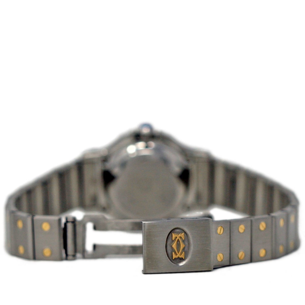 Cartier Santos Octagon Steel Gold Automatic White Roman 1Year Warranty #547-1
