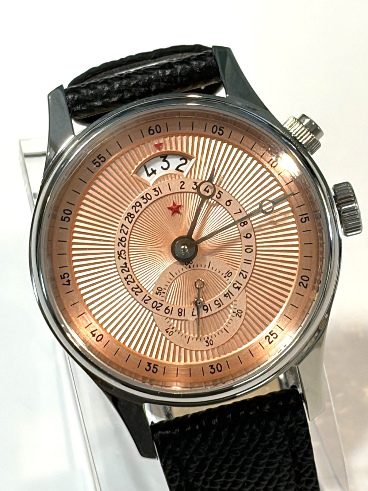 Red Star Jump Hour Watch Seagull ST1716 Automatic 40mm Salmon Dial FREE SHIPPING