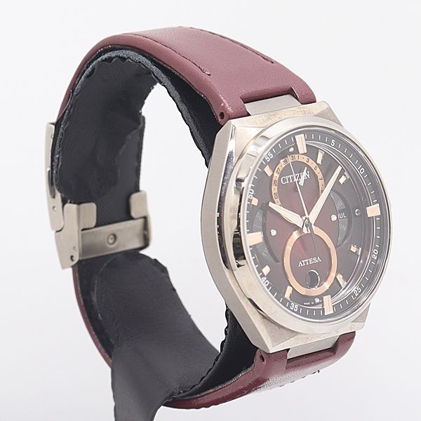 Citizen Attesa BU0060-17W Eco-Drive Triple Calendar Titanium Burgundy Dial Watch