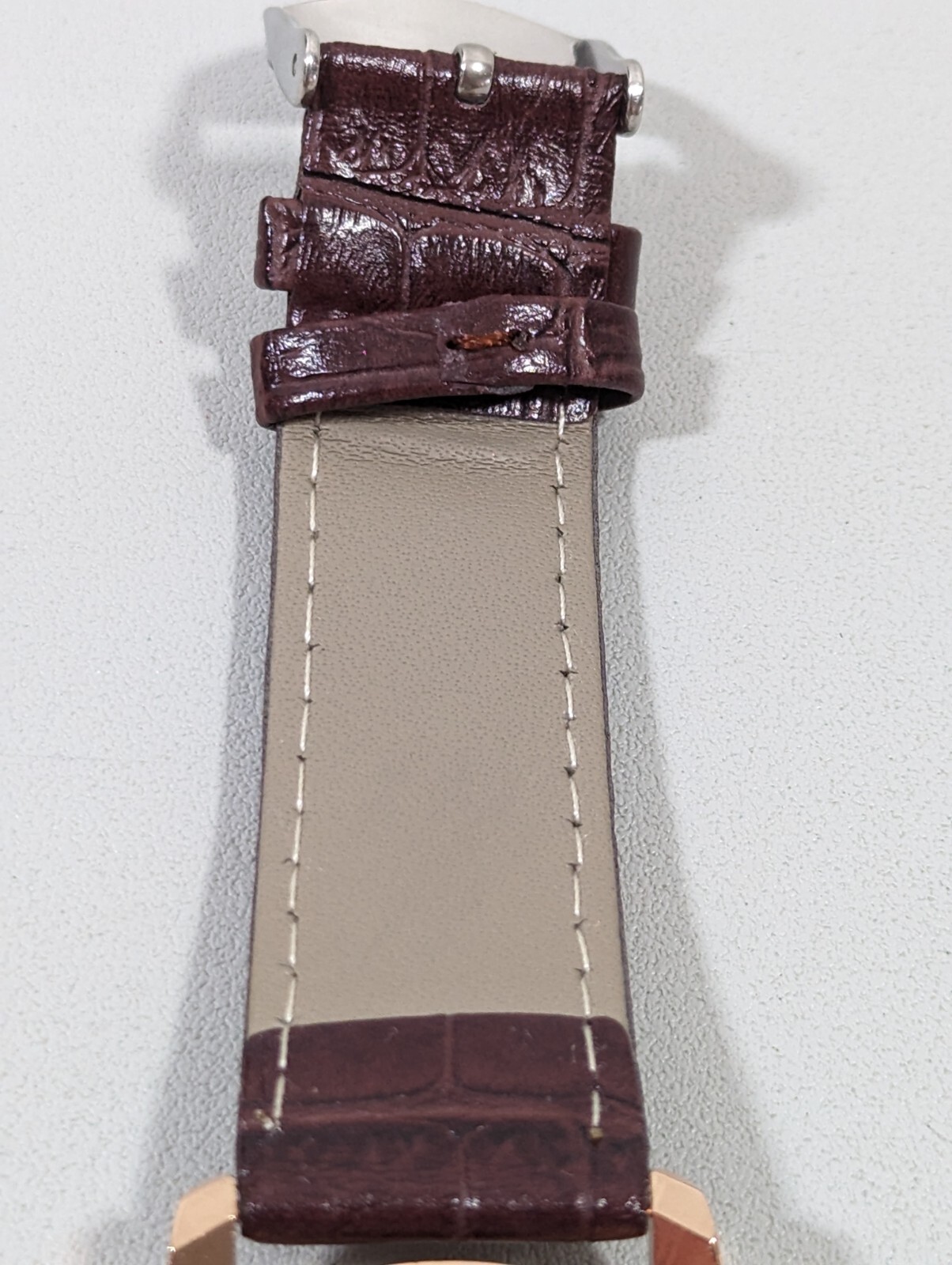 Mreurio White Dial Round Gold Tone Case Brown Leather Band Watch Men