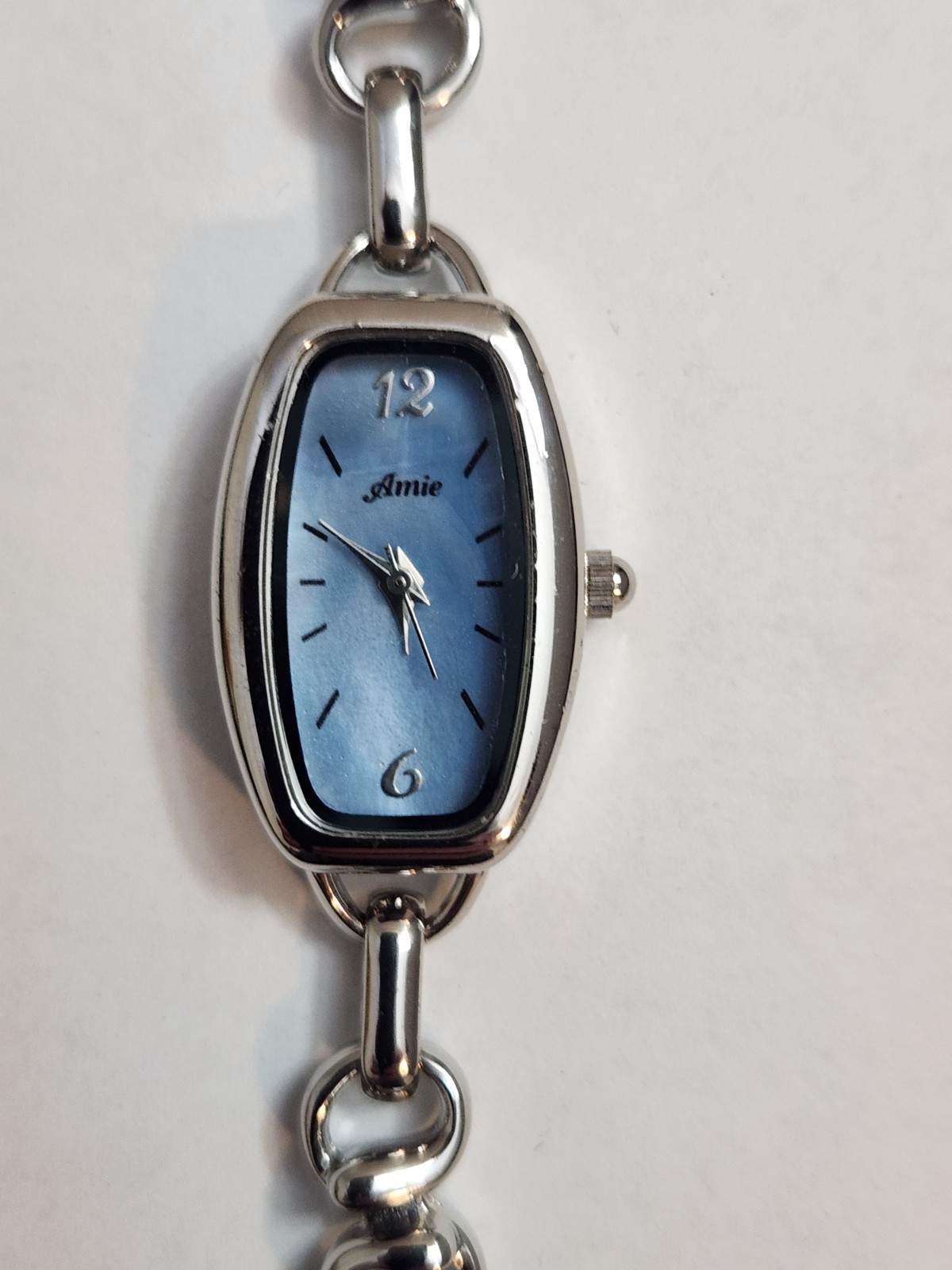 Amie Women’s Silver Oval Blue Dial Bracelet Watch