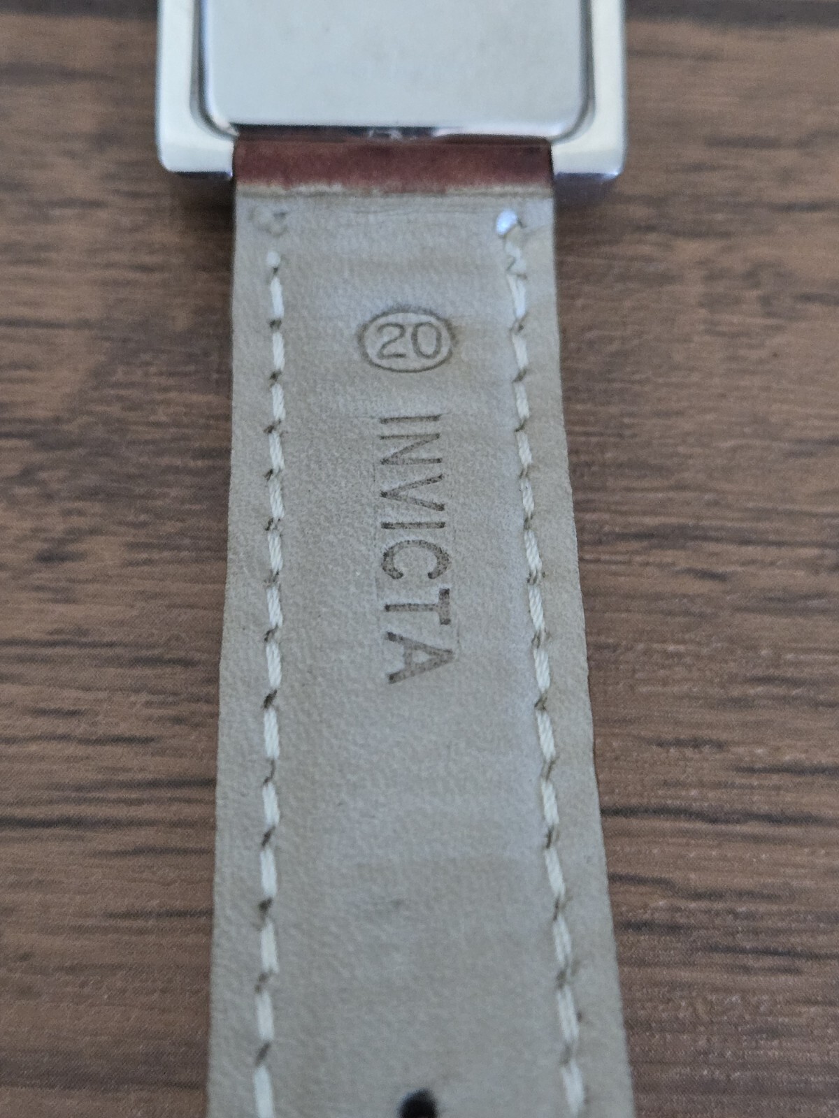 Invicta Depose 1837 Cream Dial 29.5 mm Rectangle SS Swiss Made Quartz w Leather