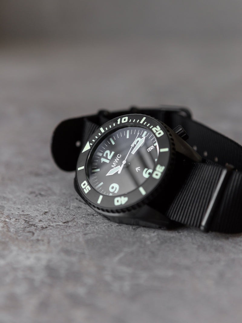 MWC Titanium Depthmaster 100ATM 1000m Black PVD Military Diver Ships from USA.