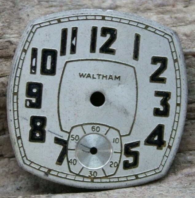 WALTHAM METAL TRENCH MILITARY WRIST WATCH FACE DIAL 23.9×23.9mm (J2H)