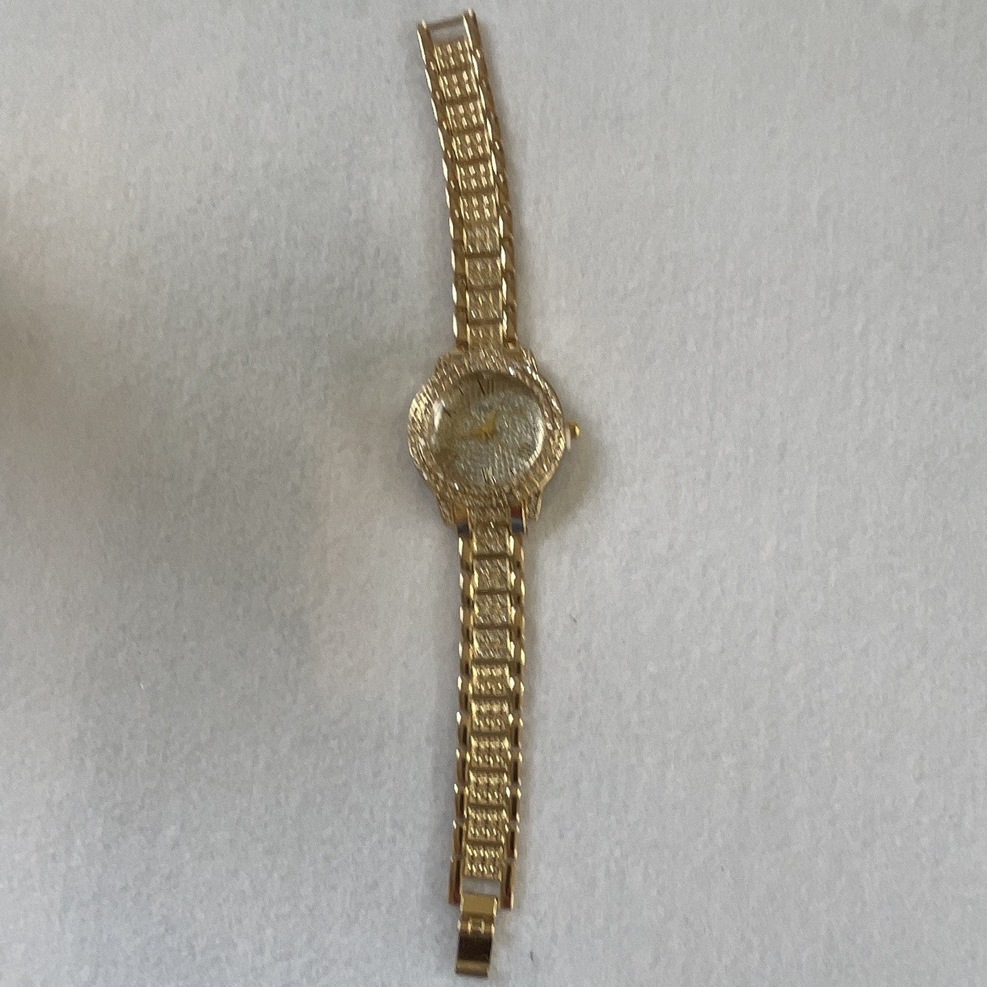 Women’s Gold Tone Dress Watch Rhinestone Dial/Bezel Roman Numerals Bracelet