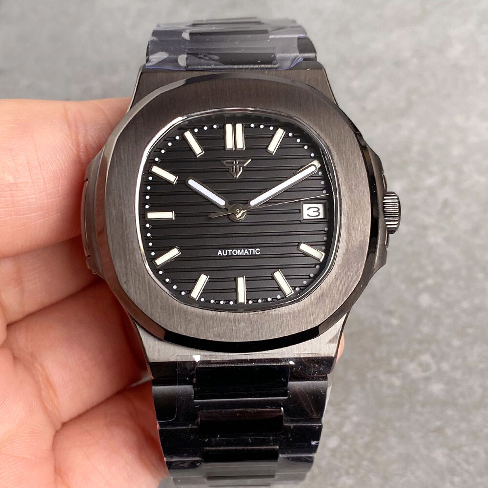 40mm Tandorio Square PVD Black Blue White Dial NH35 Automatic Men Watch Lume