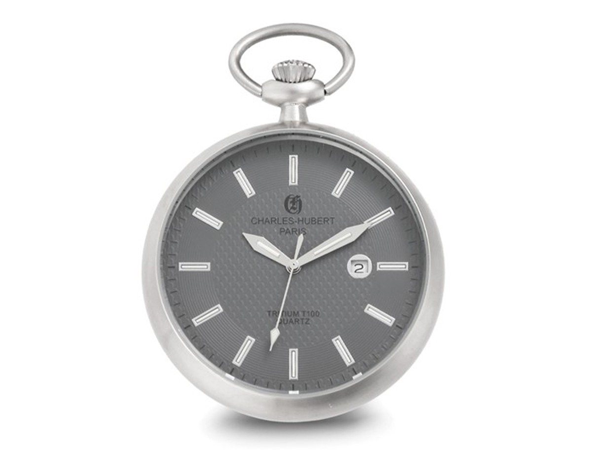 Charles Hubert Stainless Steel Tritium Quartz Pocket Watch (47mm)