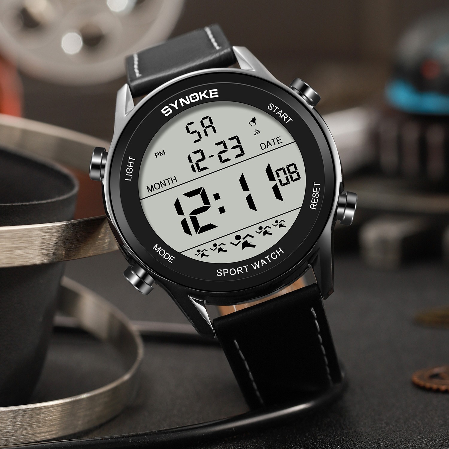 Men’s Watch Luxury Brand Waterproof Analog Quartz Calender Black Leather Band
