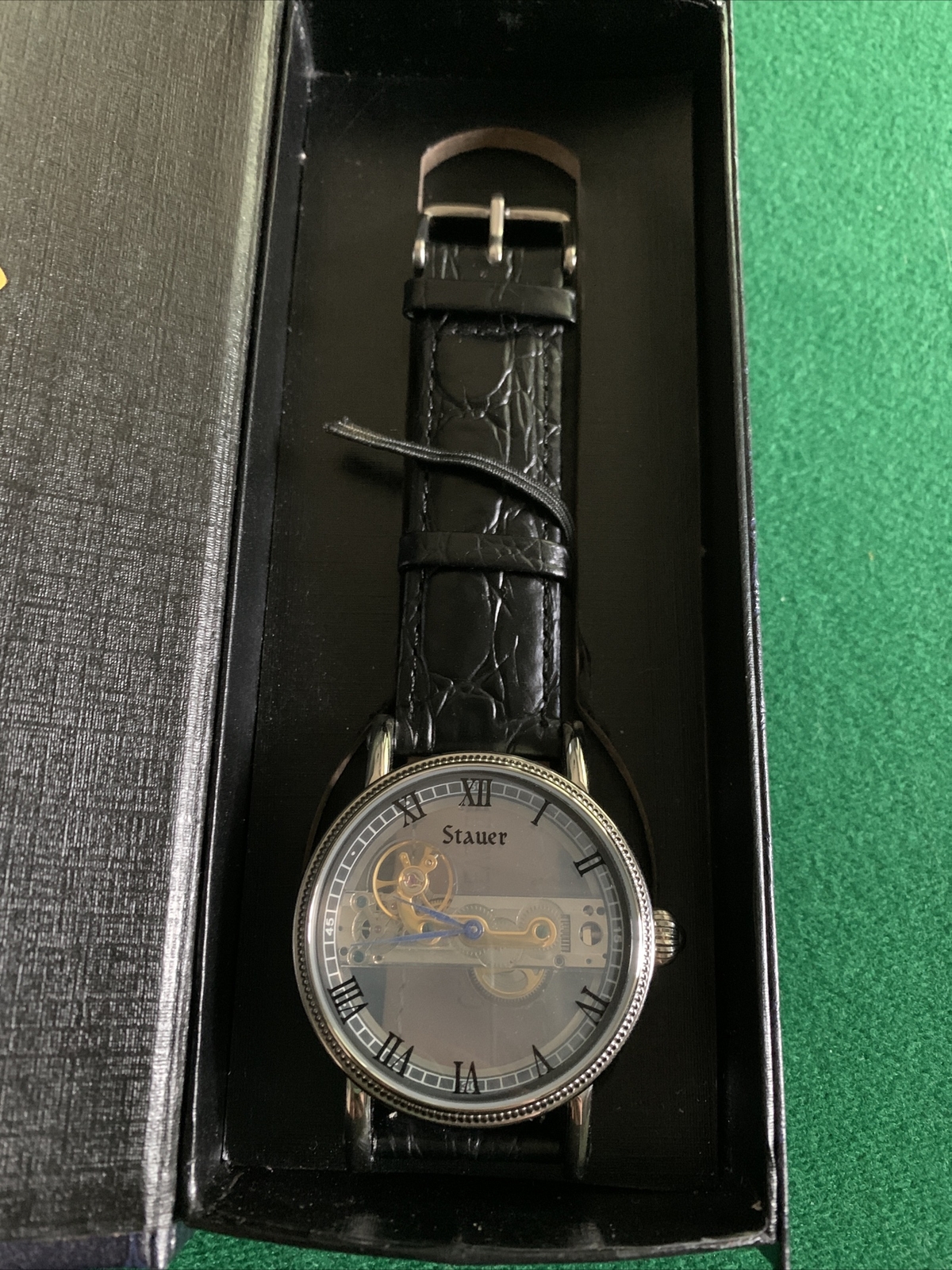 Stauer Verite 42mm Bridge Mov’t Mechanical High Polished Stainless Steel Watch
