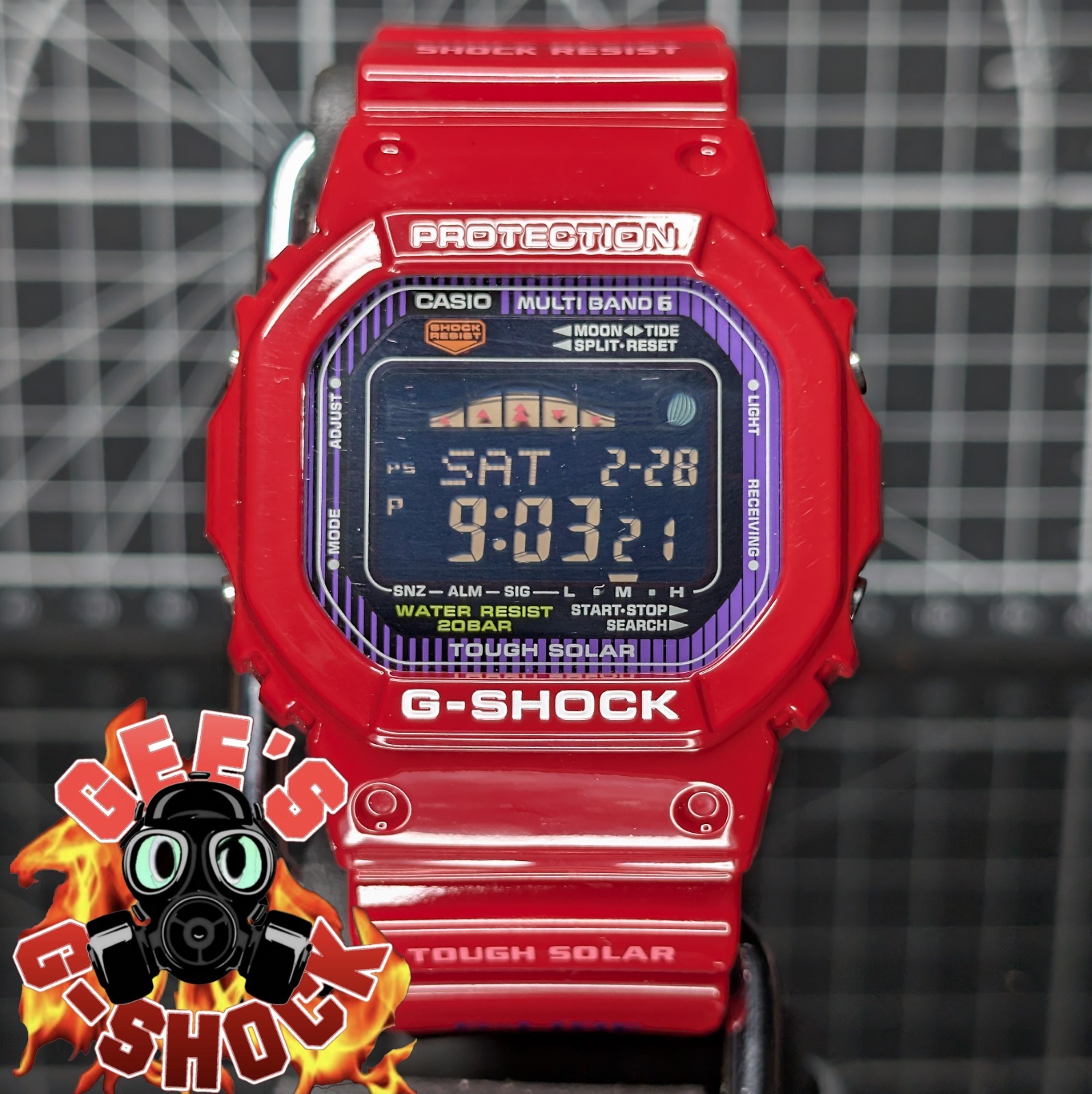 Casio G-Shock Summer GWX-5600 G-Lide Solar Multiband Red Square GWX-5600C-4