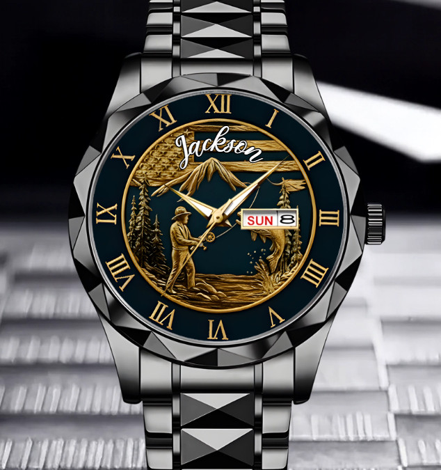 Personalized Loving Fishing Gift For Fishing Lovers Alloy Luxury Quartz Watch