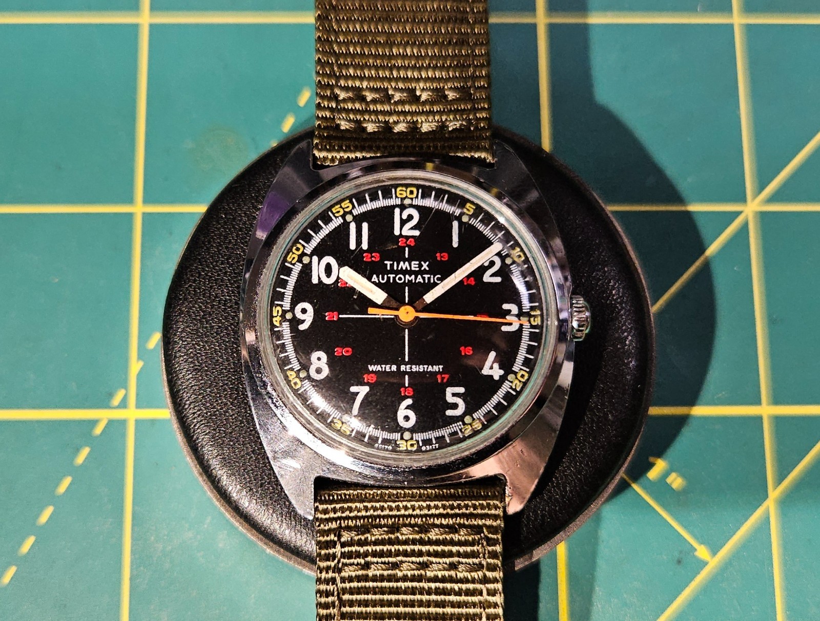 Vintage 1977 Timex Automatic Military Crosshair Mechanical Watch Serviced!