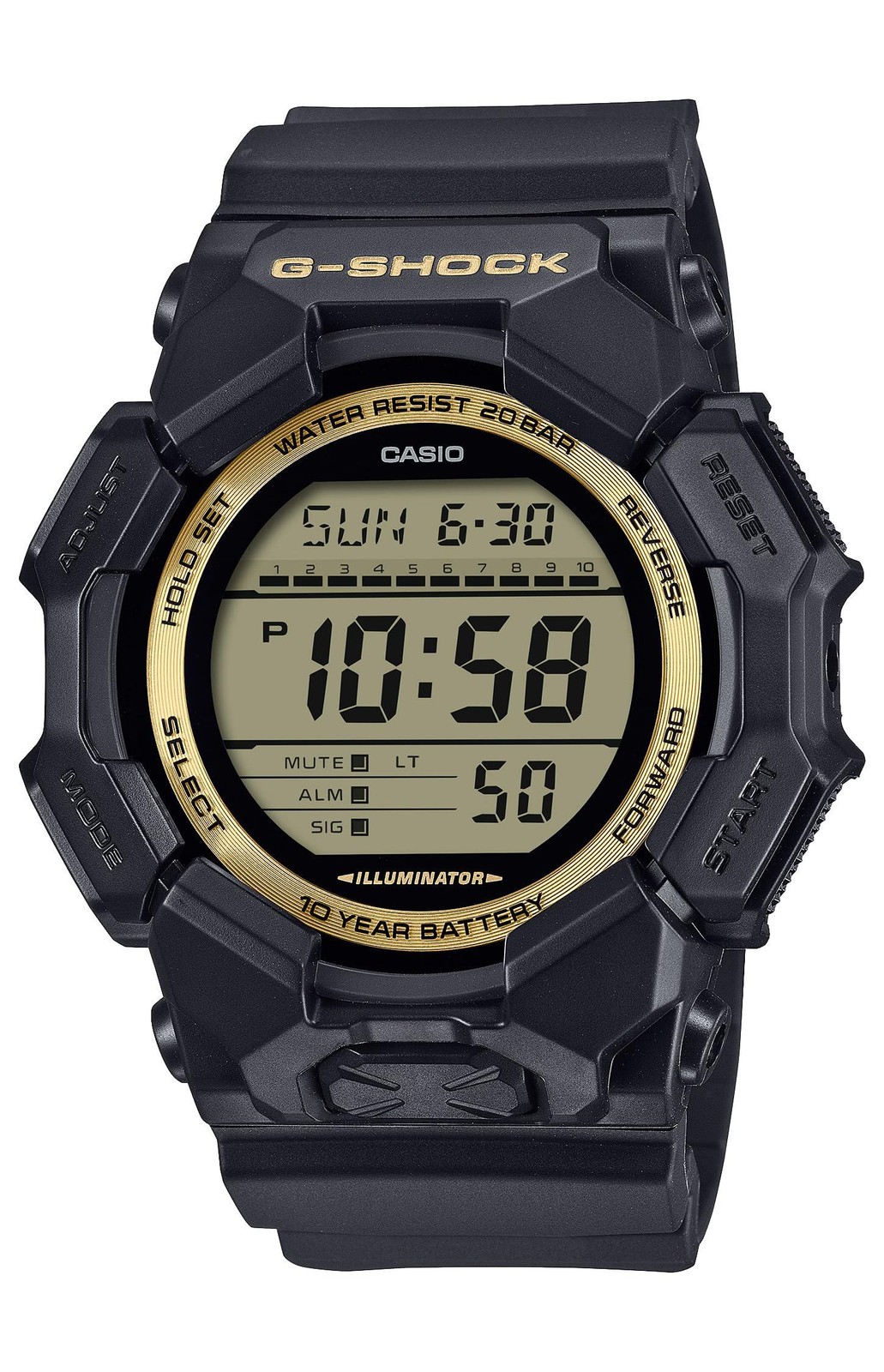 Casio G-Shock GD-010GB-1A9JF Black x Gold Big Case Digital Men Watch New in Box