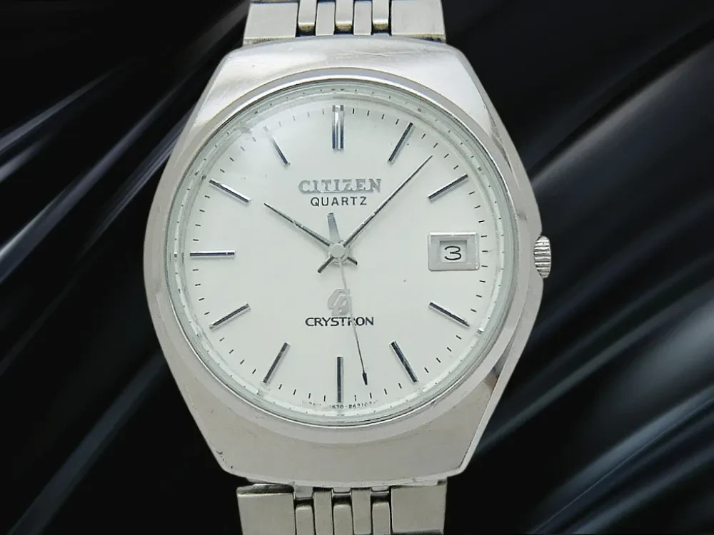 Citizen Crystron Ref. 4-880381-TA SS Silver Dial Date Quartz 36.5mm Men’s watch
