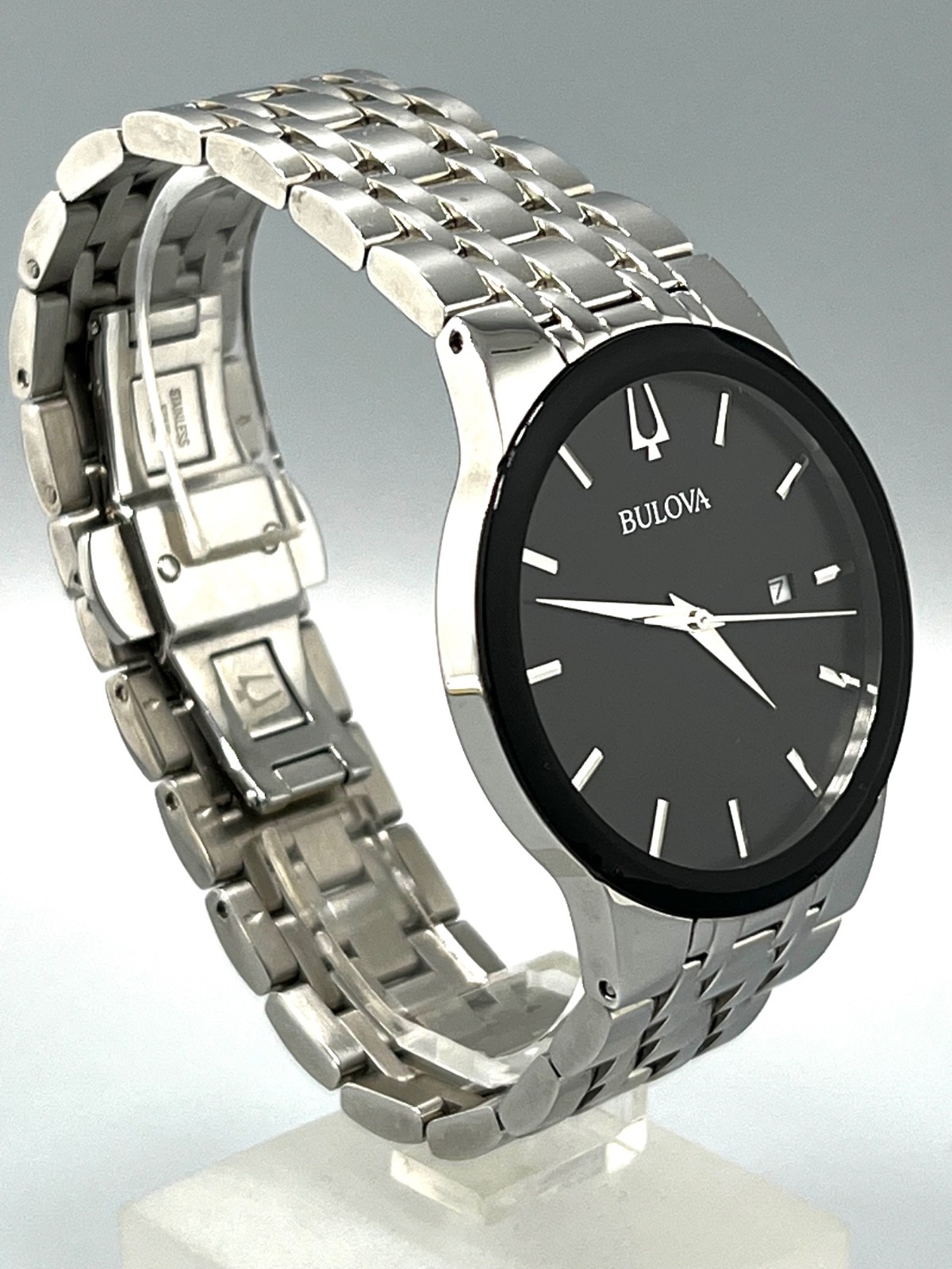 Bulova Men’s Futuro Quartz Silvertone Stainless Steel Bracelet Watch 96B368