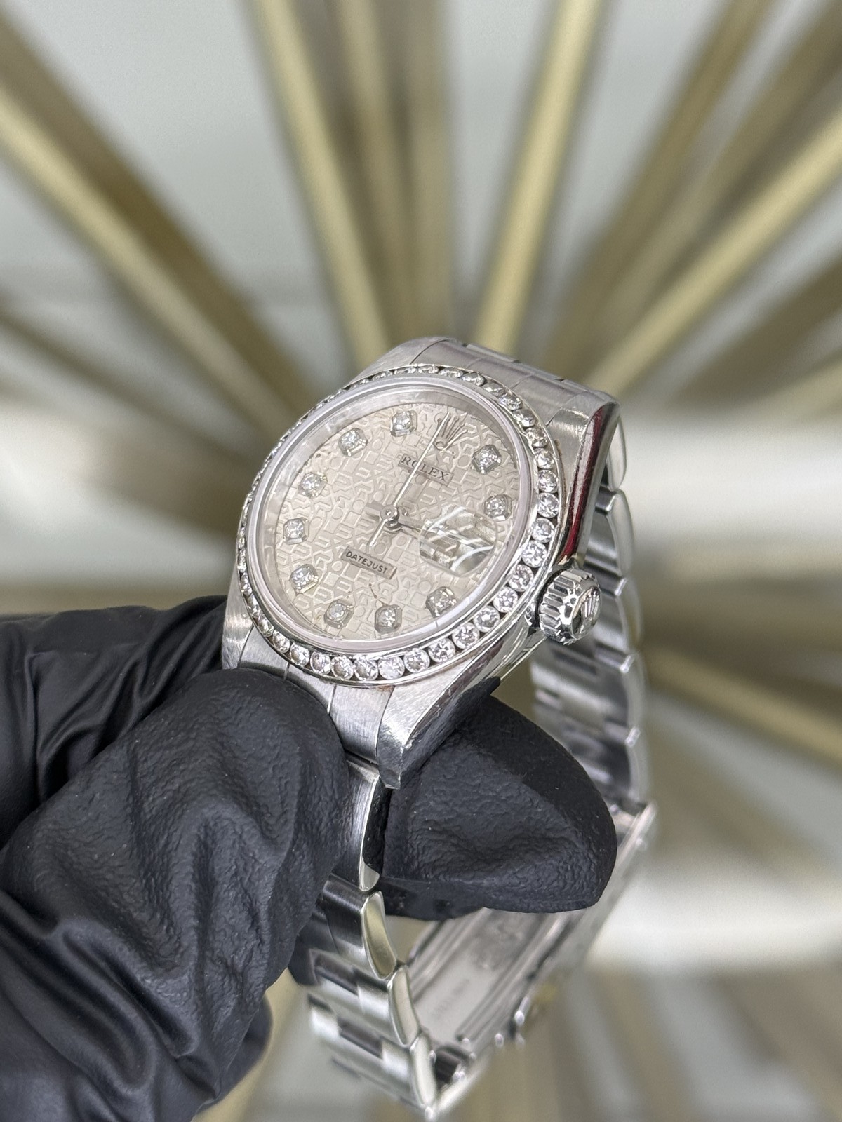Open Date Rolex Lady-Datejust Silver Computer Diamond Dial Oyster 69240 Complete