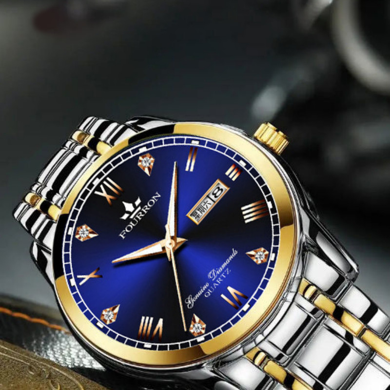 Men’s Watch Waterproof Quartz Luminous Business Wristwatch Stainless Steel Band