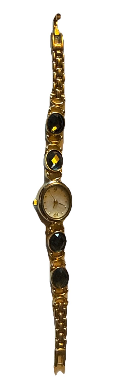 Christian Benet Watch Women 18mm Gold Tone Link Band New Battery 6.50” Sz 6 Runs