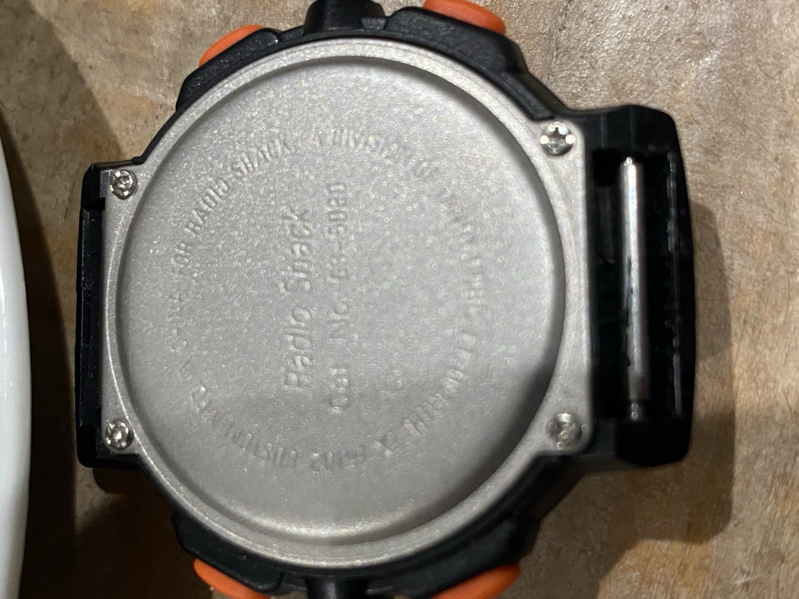 Vtg Radio Shack Sports Watch Mens Black And Orange Tone Chronograph 63-5080