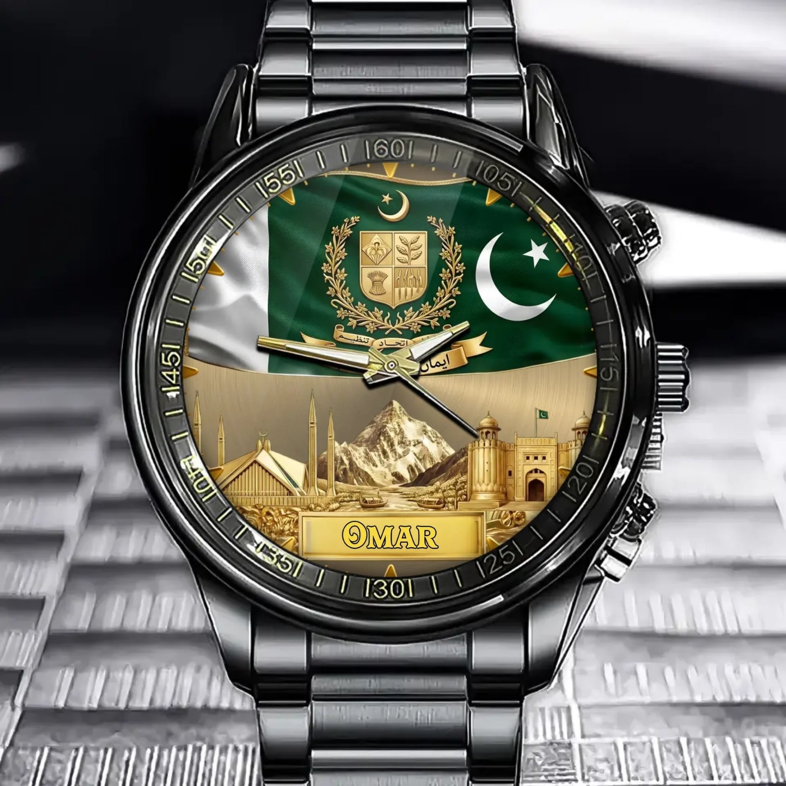 Personalized Pakistan Coat Of Arms Watch – Custom Engraving For National Pride