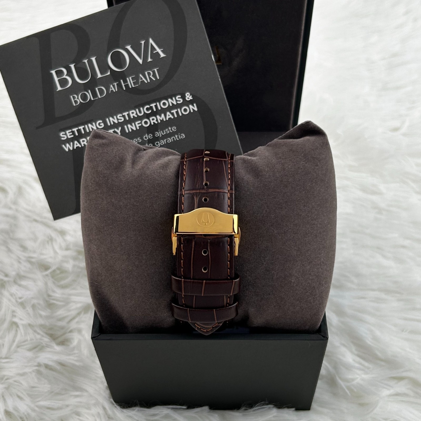 Bulova 97B169 Wilton Chronograph Gold Tone Brown Leather Men’s Watch 46.5mm