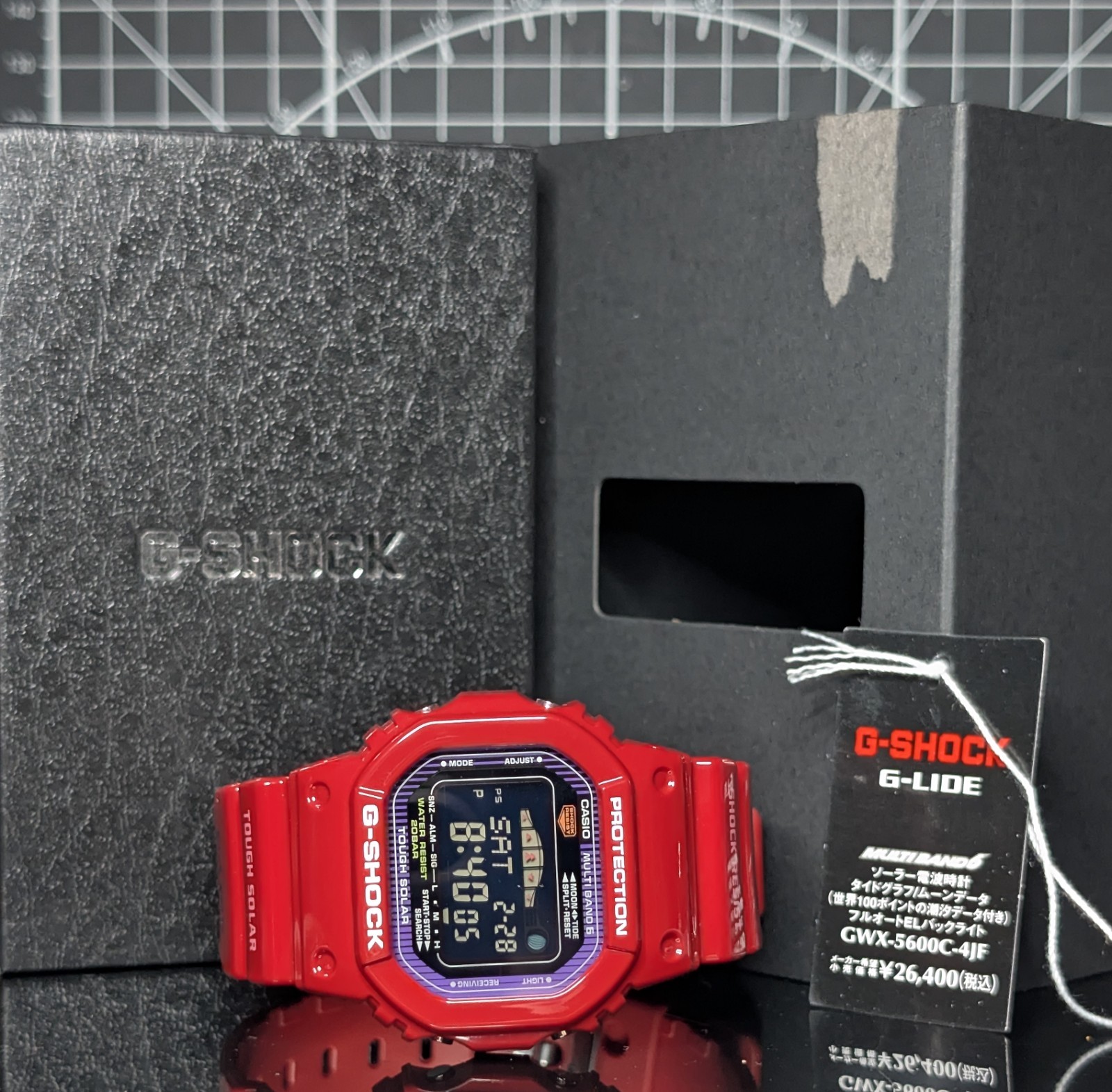 Casio G-Shock Summer GWX-5600 G-Lide Solar Multiband Red Square GWX-5600C-4