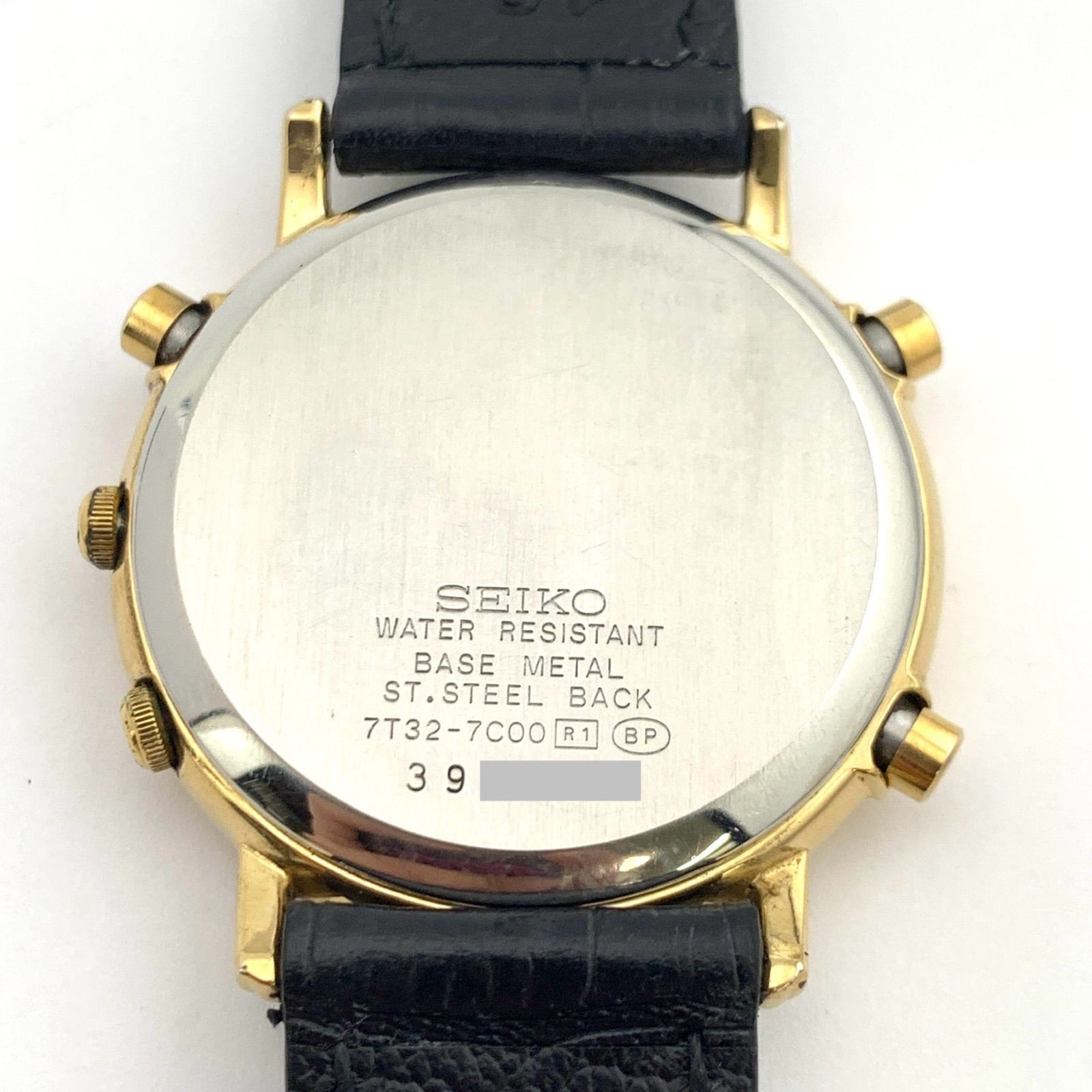 SEIKO SPIRIT Chronograph Watch Gold White Leather Strap 35mm 18.5cm