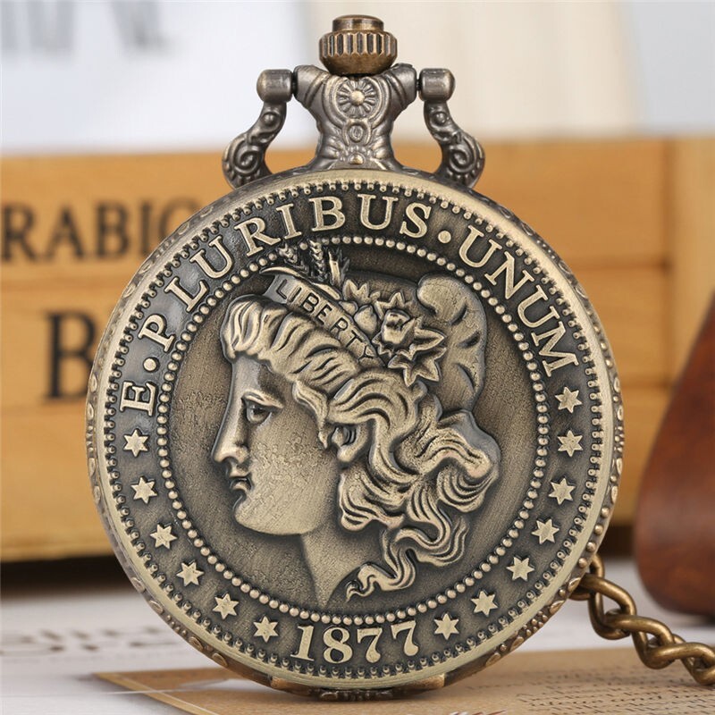 BRONZE “MORGAN” COIN POCKET WATCH! FROM EBAY’S HIGHEST RATED SELLER!!!!