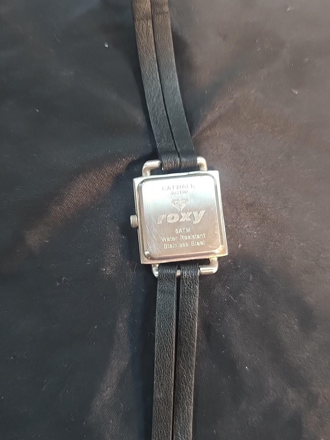 Roxy Women Watch 24mm Square Dial Black Nylon Band Silver Tone, Runs
