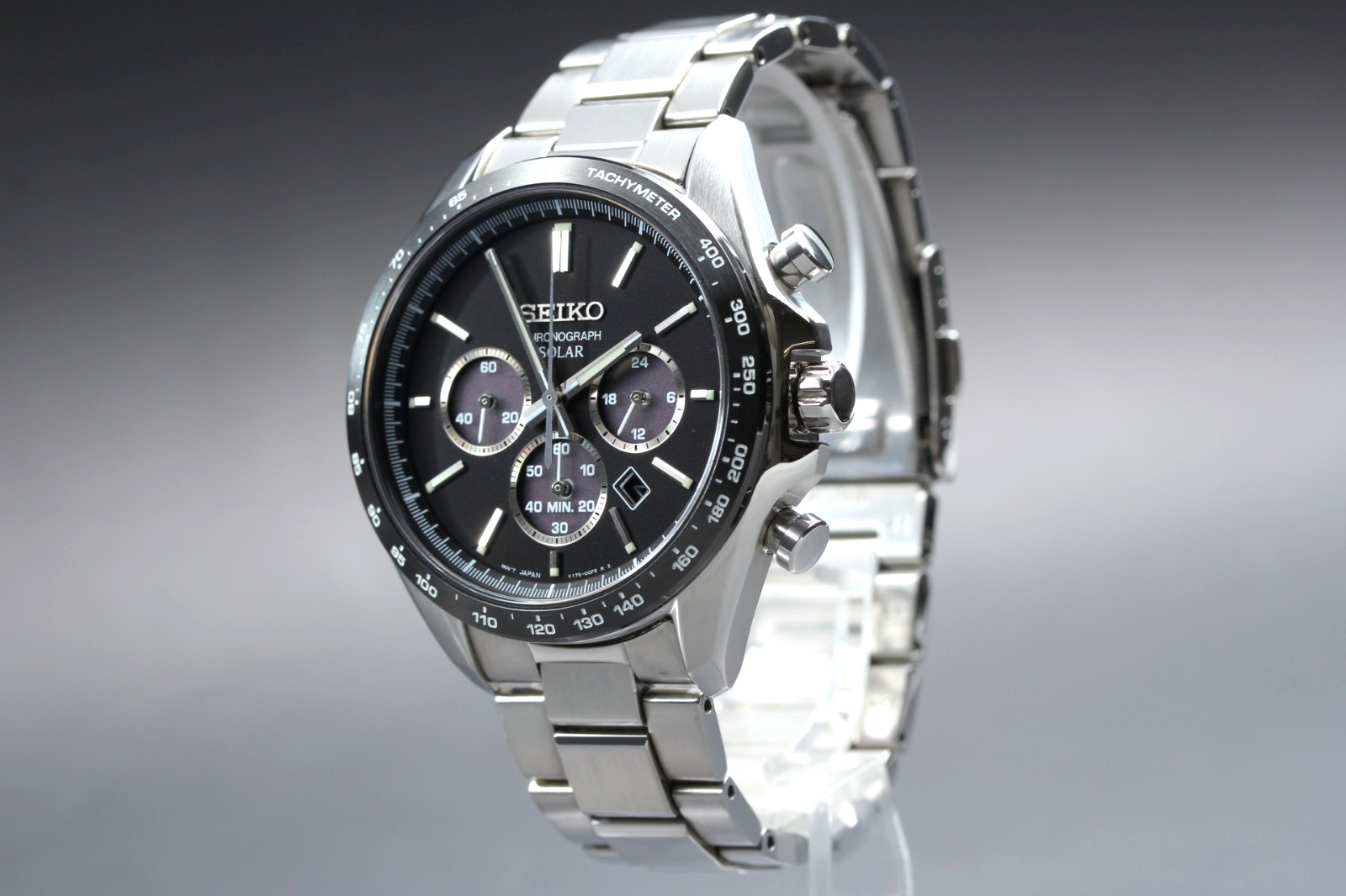 [N MINT] Seiko Chronogaph V175-0FA0 Men’s Black Dial Quartz Watch From JAPAN