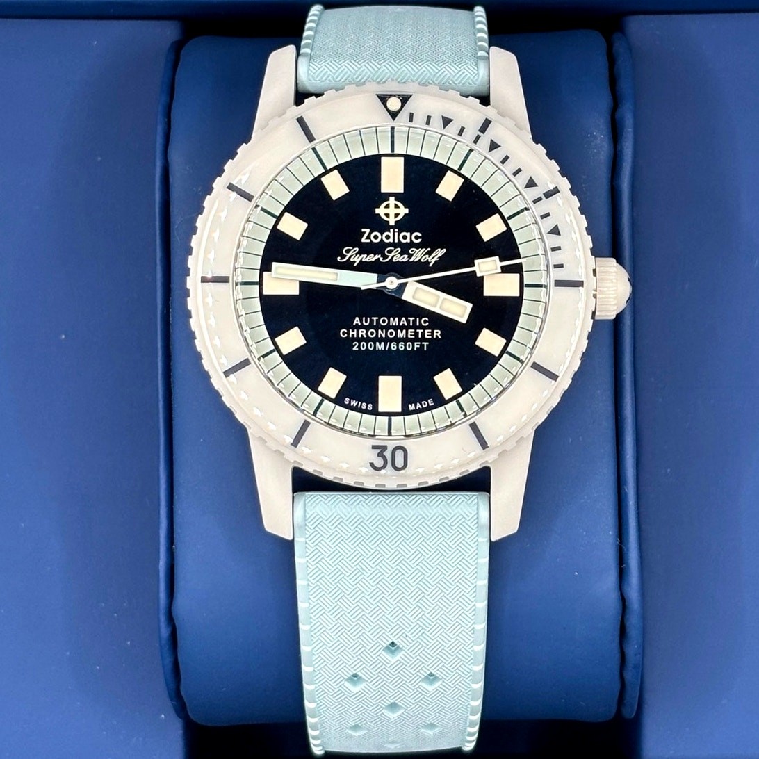 Zodiac Super Sea Wolf ZO9590 Automatic Compression Diver COSC Men”s Watch NIBWT