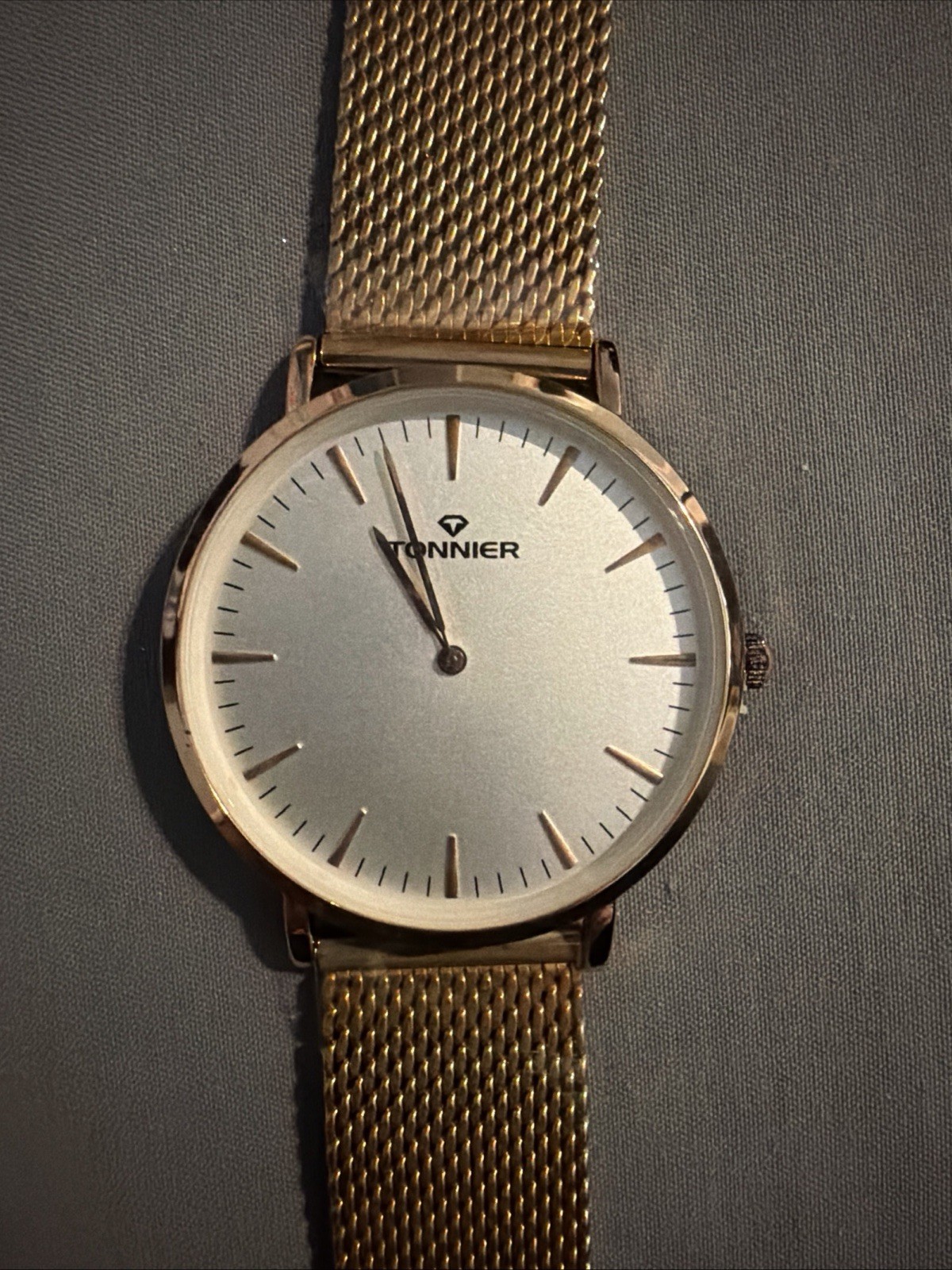 Tonnier Unisex Watch Rose Gold Mesh Band New In Box Amazing Looking Very Thin