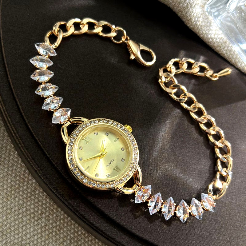 Women Rhinestone Chain Strap Watch Lobster Claw Clasp Bracelet Wristwatch Gift