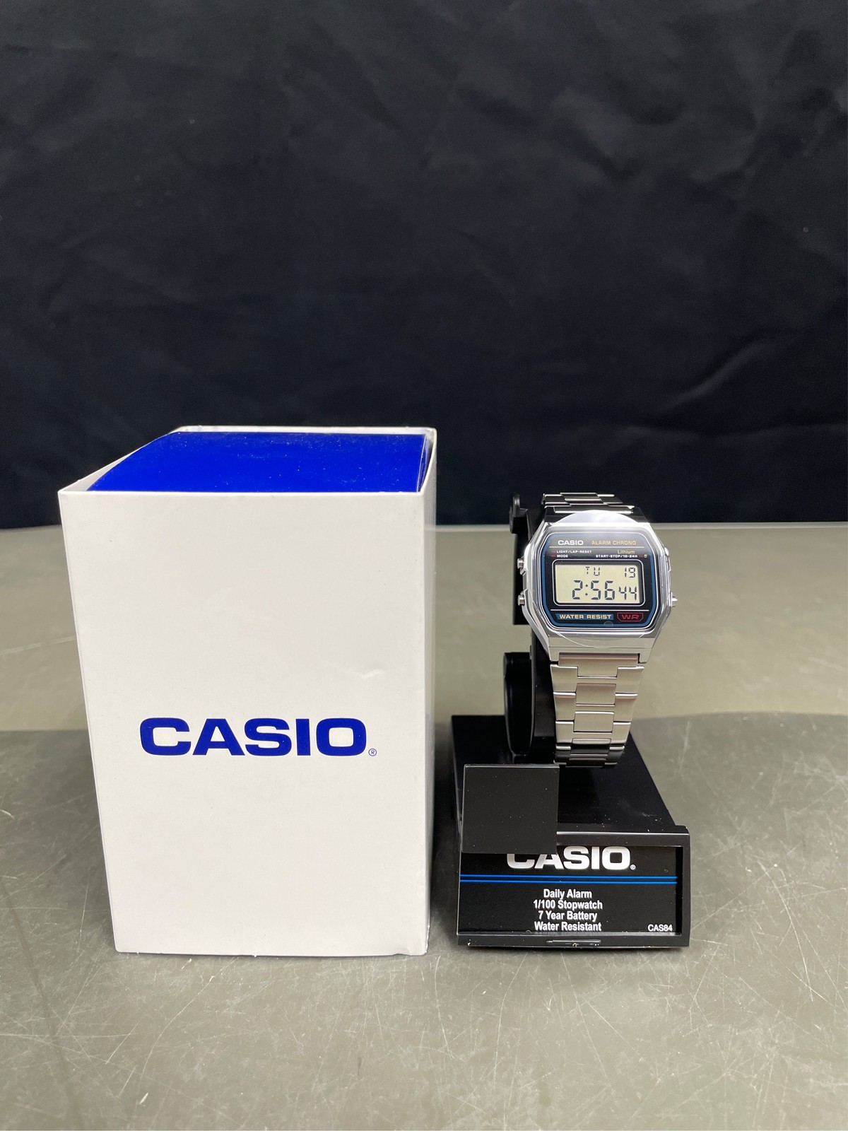 Casio A158WA-1DF 33mm Silver Resin Case with Silver Stainless Steel Band Man’s W