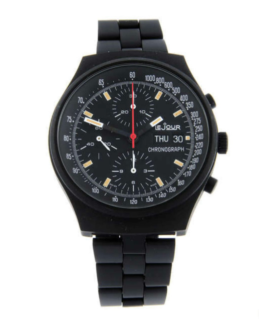 LeJour Chronograph Ref.7750 PVD Watch “Top Gun”