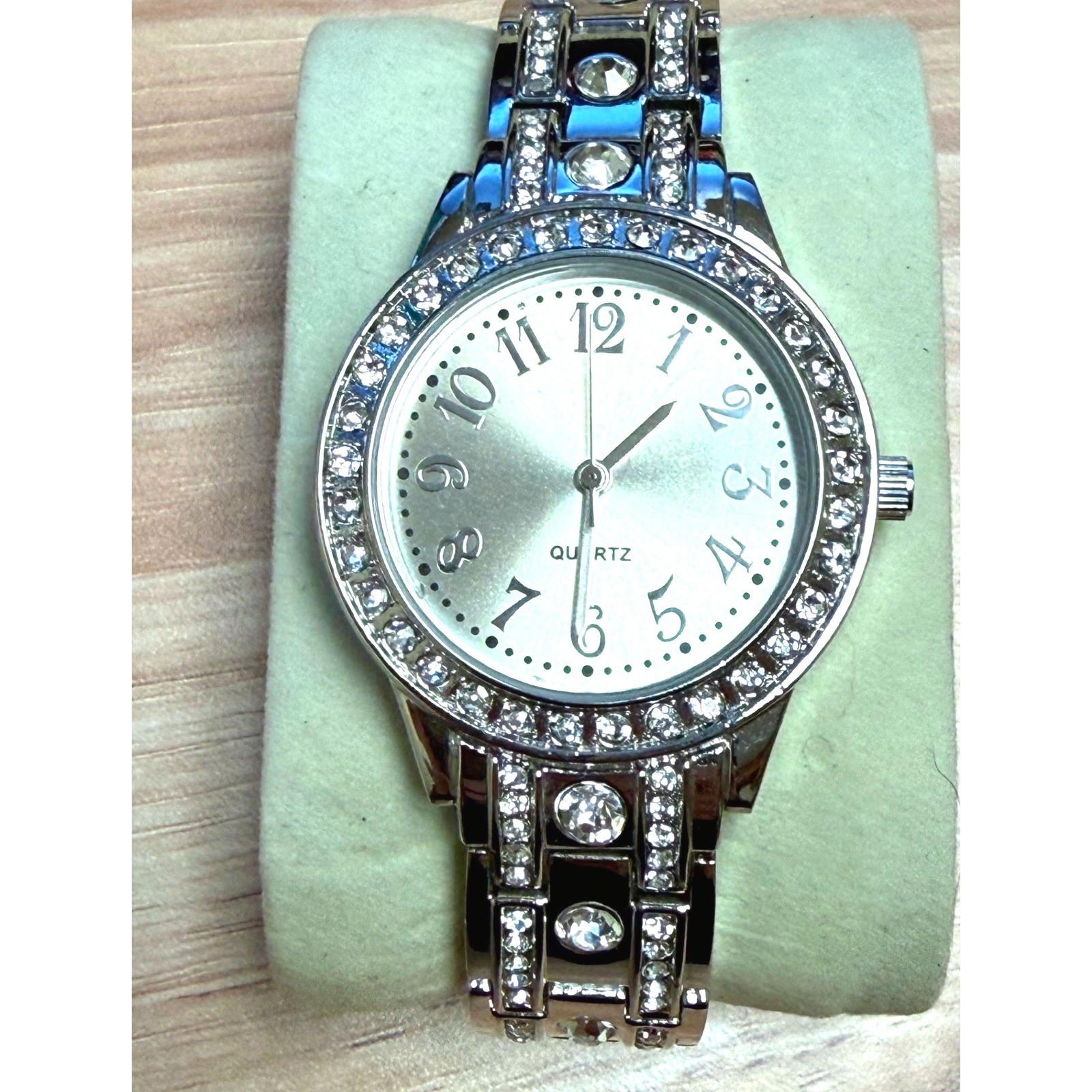Silver Rhinestone Women’s Bracelet Watch Dress Style Quartz Works