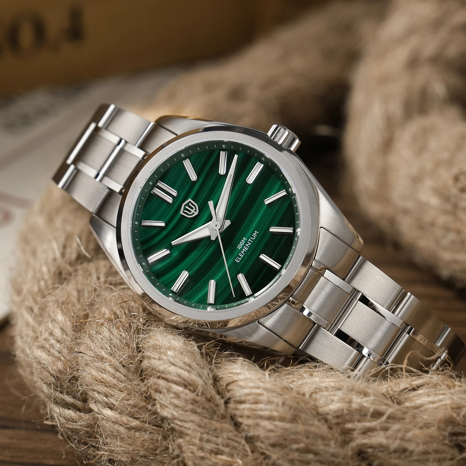 38mm Ice Crack Dial Watch VH31 Sweep Quartz Sapphire Luminous 100M Waterproof