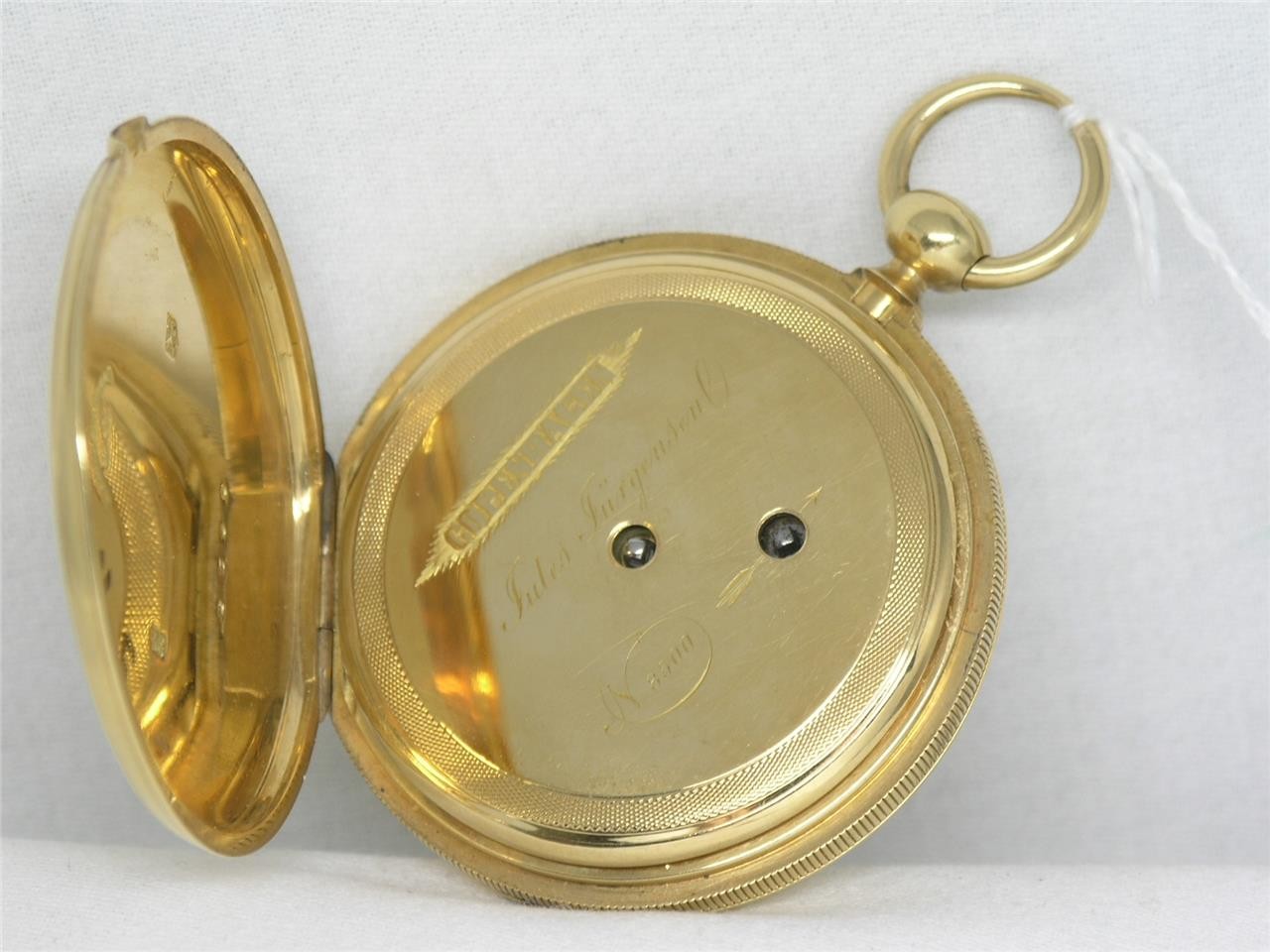 VERY RARE 55MM JULES JURGENSEN 18K KEY WIND 20 JEWEL POCKET WATCH, RUNNING!