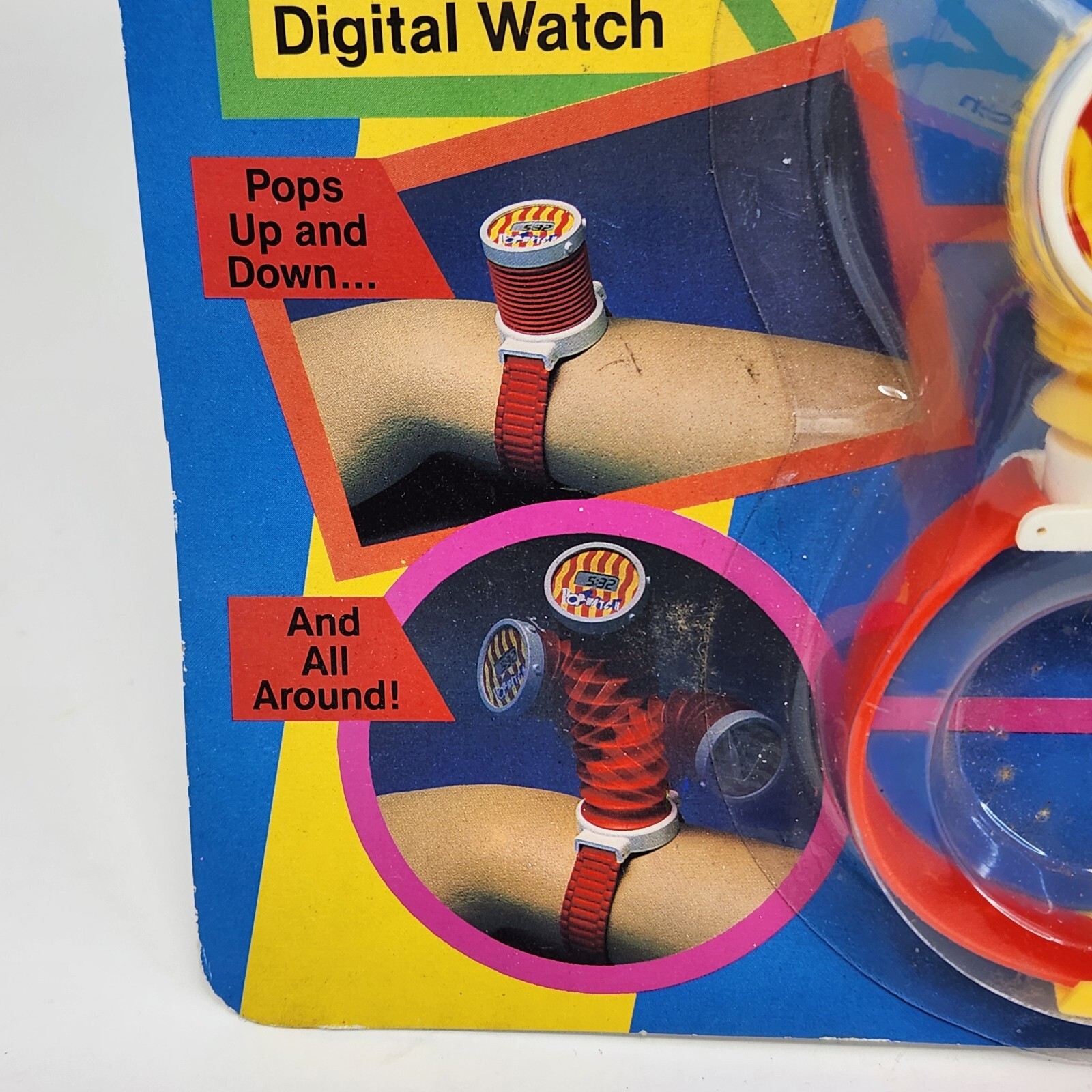 VINTAGE 1988 CAP TOYS POP WATCH DIGITAL WRIST WATCH NOS NEW SEALED RED YELLOW