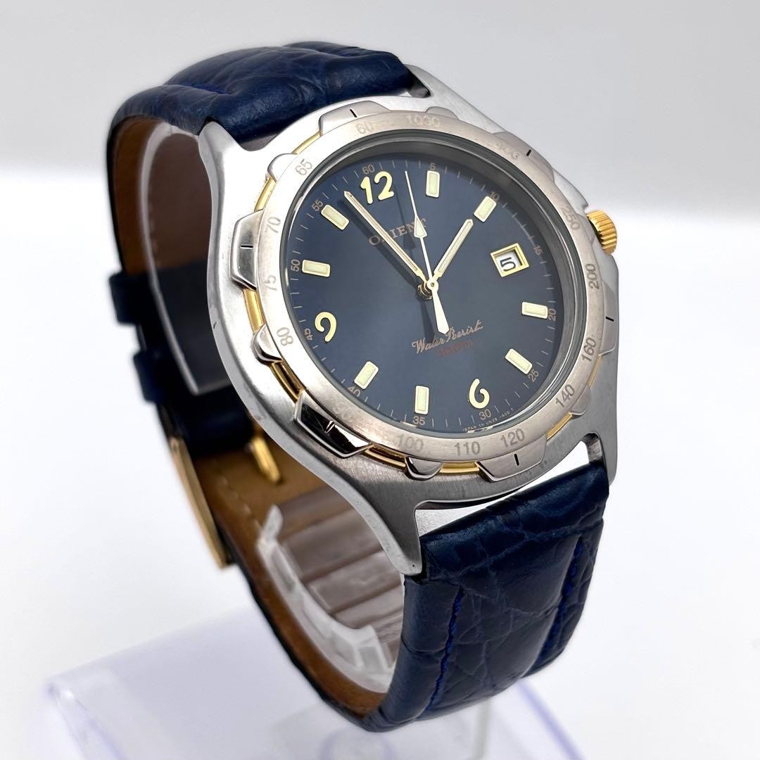 Orient UN2B B0 Quartz Blue Dial Date Watch Wrist 19.5cm 7.7in Case 40mm