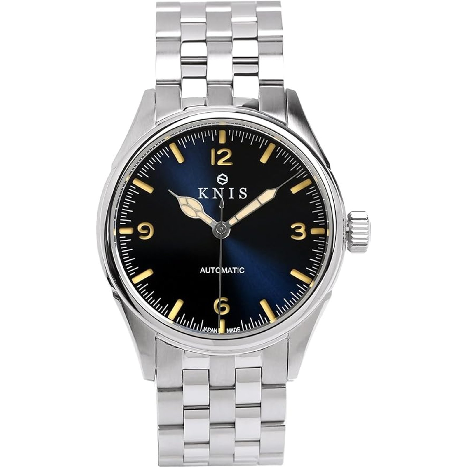 KNIS Automatic Watch Men Blue Sandwich Dial Cobra Hands Sapphire Made in Japan