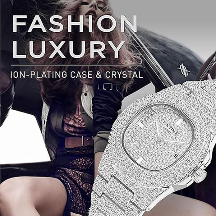 Gosasa Luxury Unisex Crystal Diamond Watches Big Face Women’s Men’s Quartz Watch