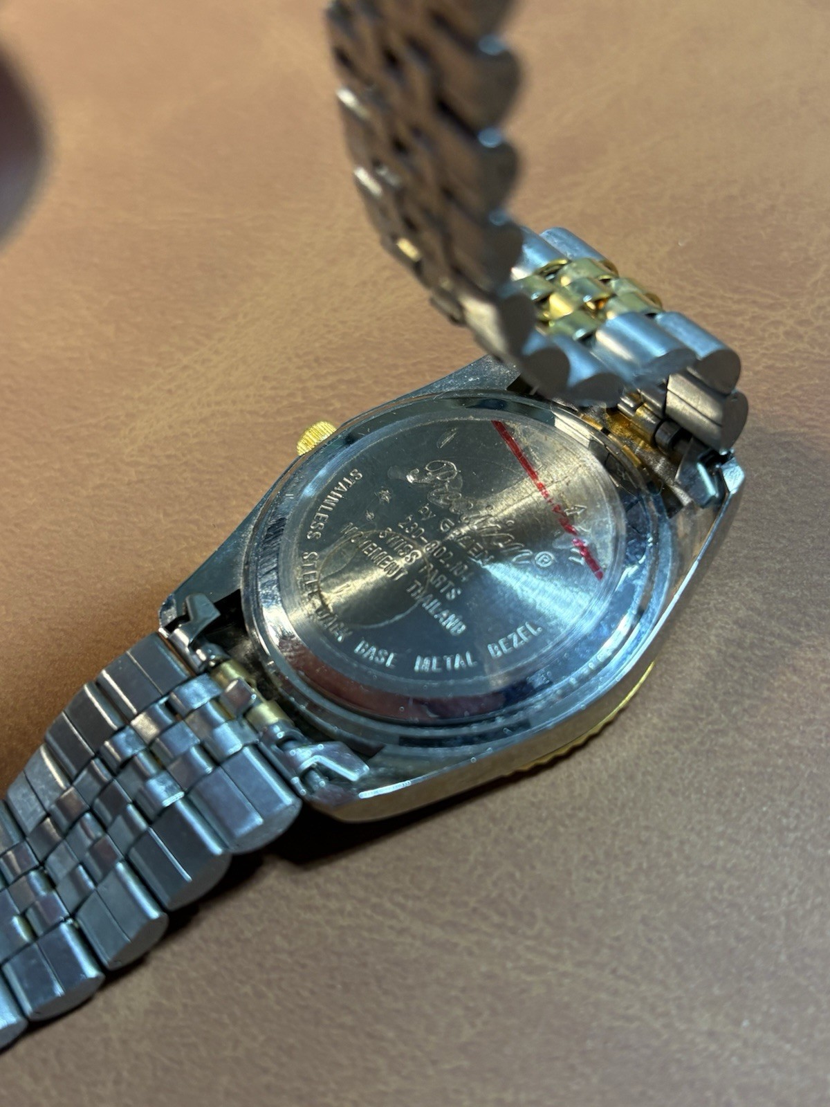 Vintage Gruen Precision Men Dress 35mm Watch Silver/Gold Tone,Fluted Bezel,Runs
