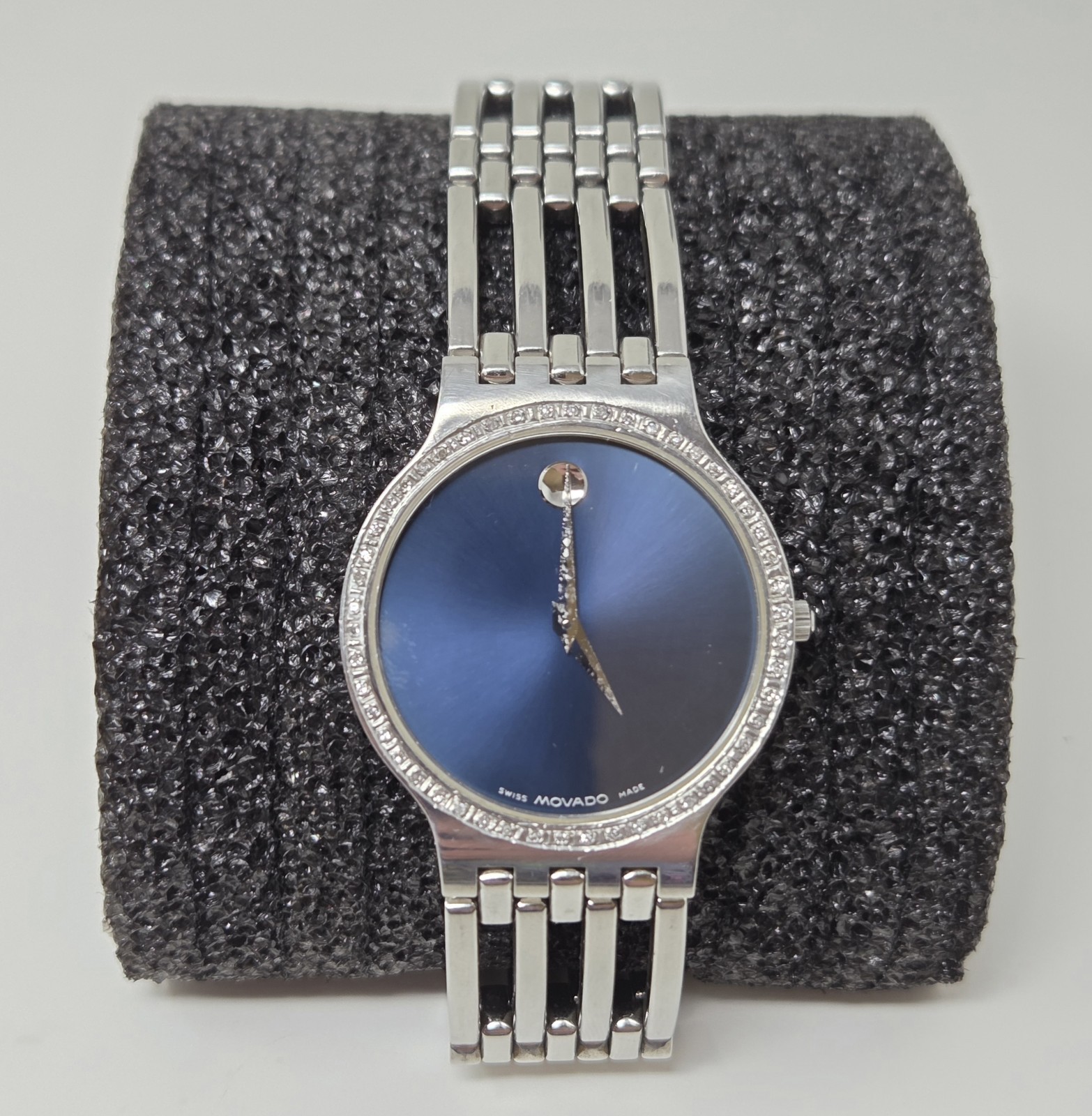 Movado Museum Women’s Stainless Steel Watch w/ Diamond Bezel – Model 84 G2 1881