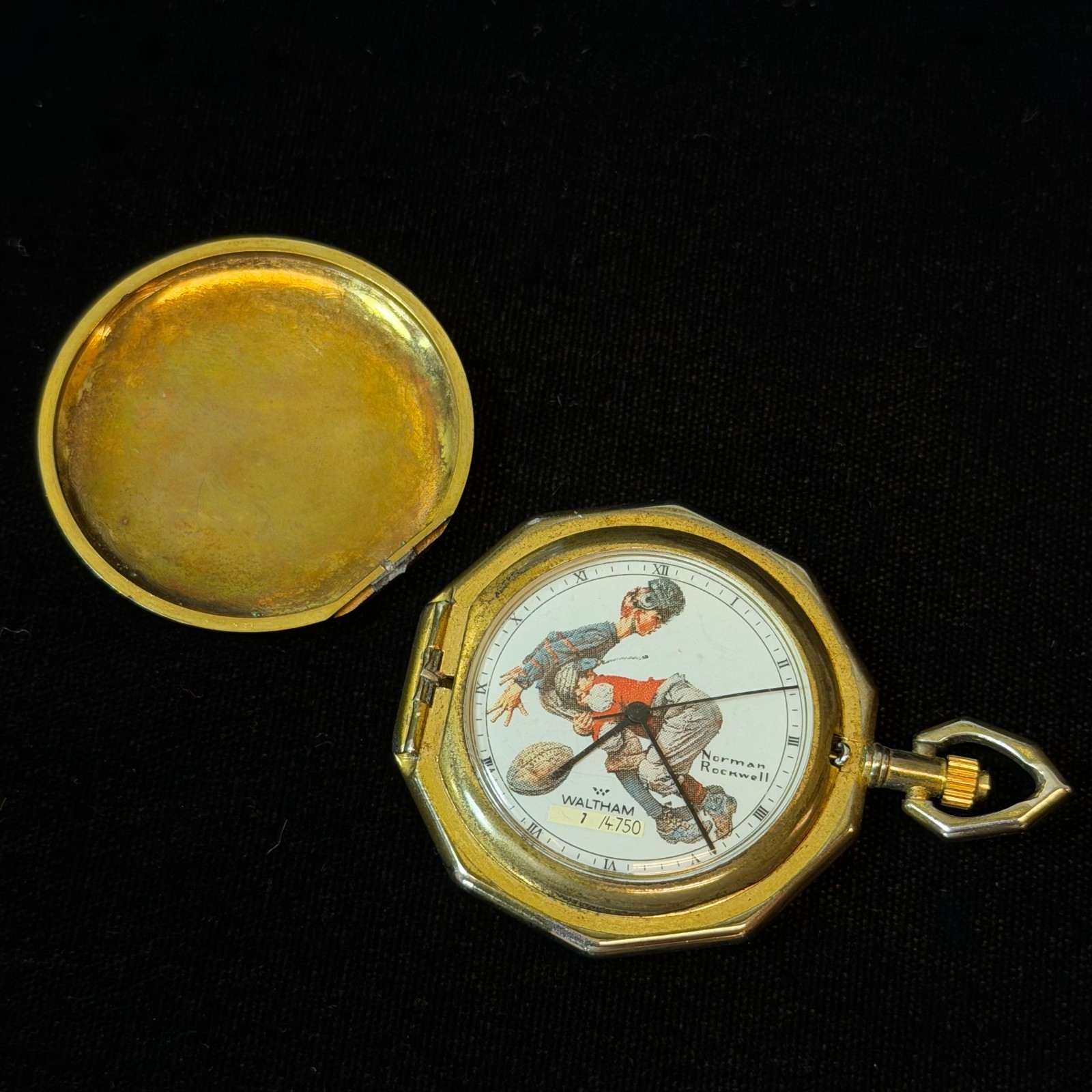 Vintage Waltham Hunter Case Pocket Watch with Norman Rockwell Face