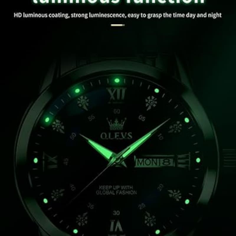 Men’s Watch Waterproof Quartz Luminous Business Wristwatch Stainless Steel Band