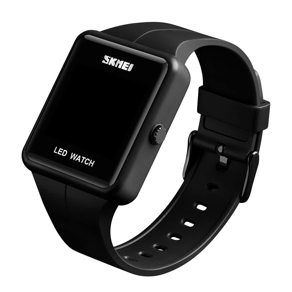 Gosasa Large Face LED Digital Watch Date Time 3Bar Waterproof Men Women Black
